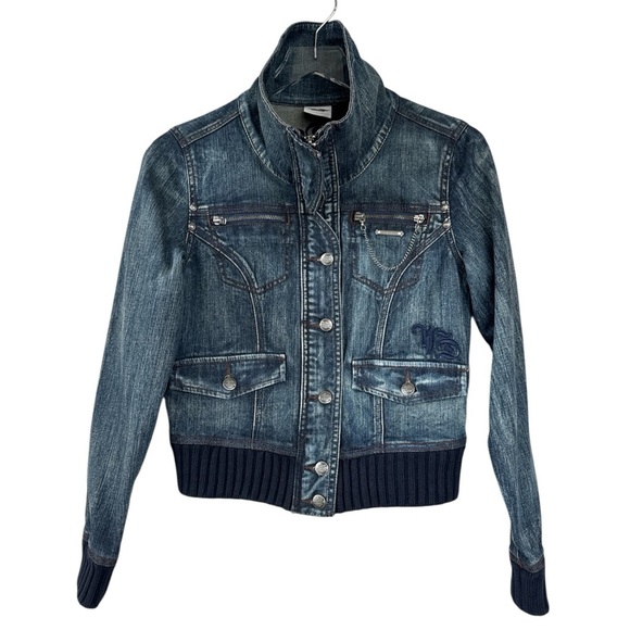 Harley Davidson Womens Denim Jacket With Embroidered Logo Size Small - Picture 1 of 7